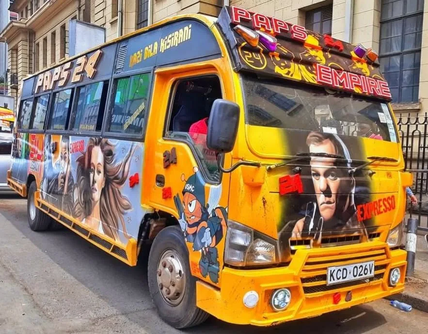 Paps 24 matatu picking up commuters in Nairobi